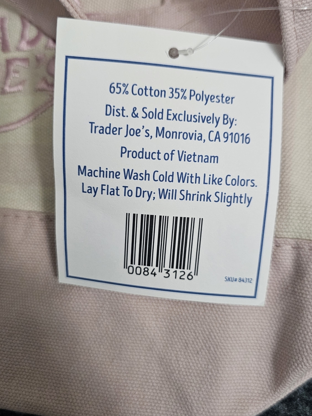 Trader Joe's Pink Striped Canvas Tote Bag Limited Edition Summer 2026 New - Picture 3 of 3